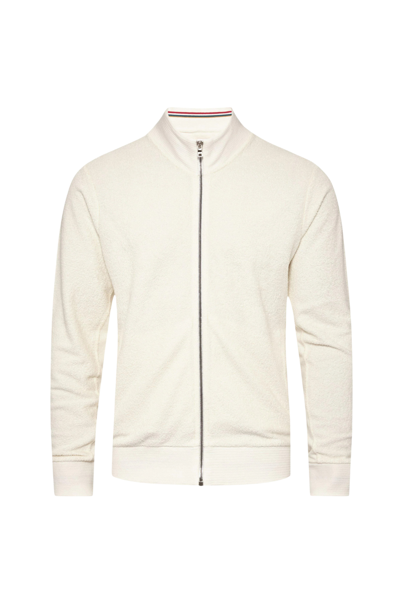 Mix Texture Cotton Sweatshirt — White