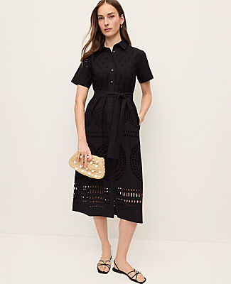 Ann Taylor Midi Eyelet Shirtdress