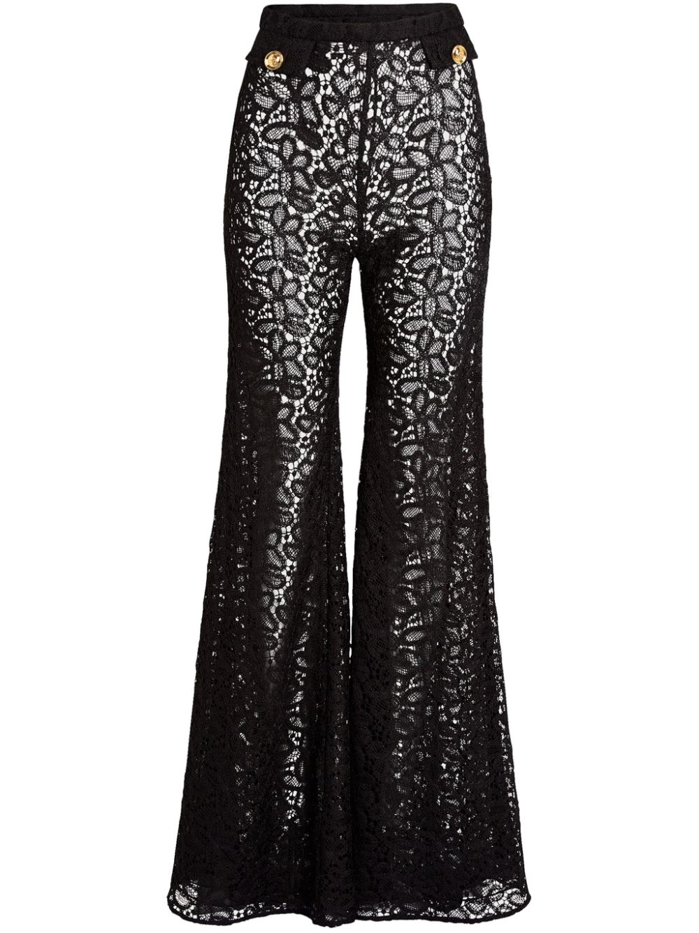 Lace flared trousers - Black