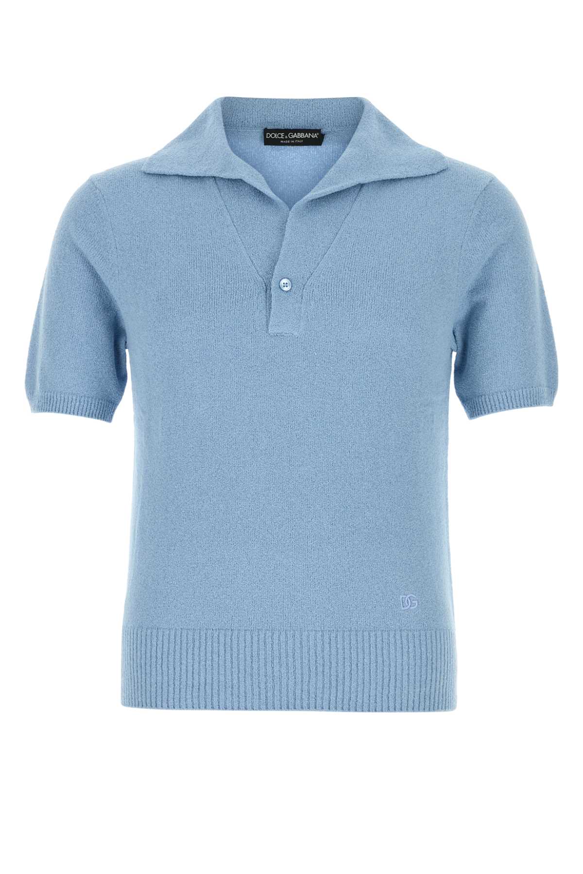 Cotton-Blend Knit Polo Shirt — Blue
