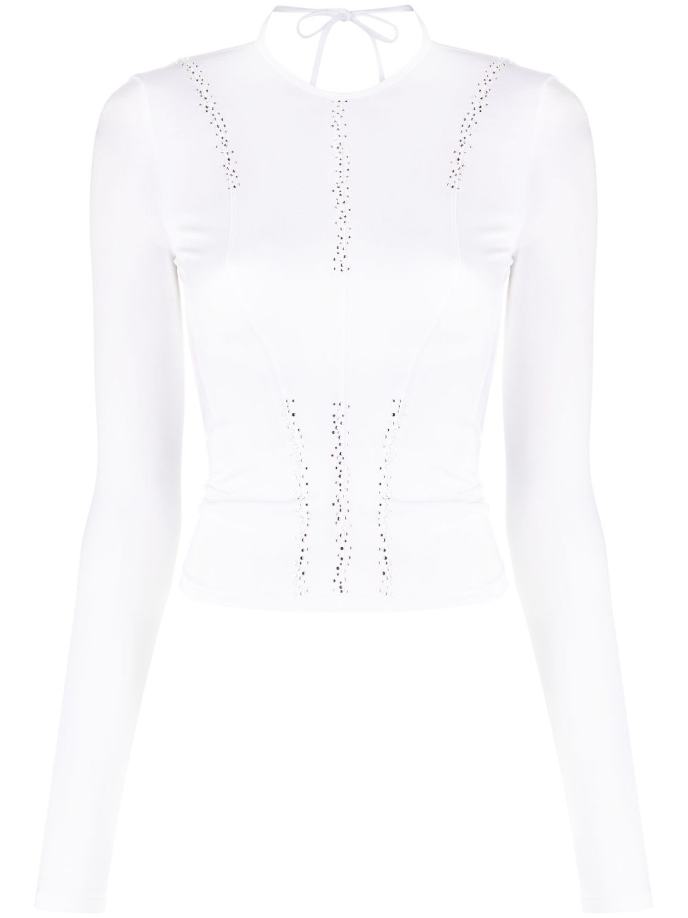 Rhinestone-embellished long-sleeve top - White