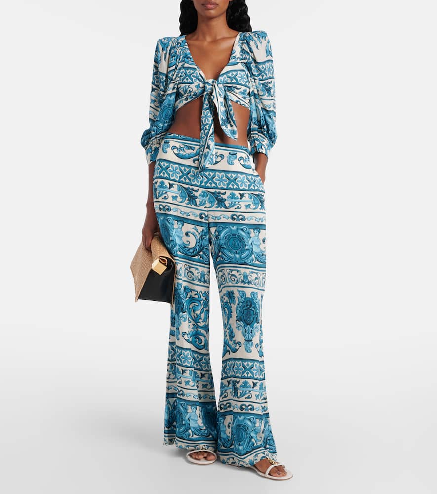 Printed wide-leg pants