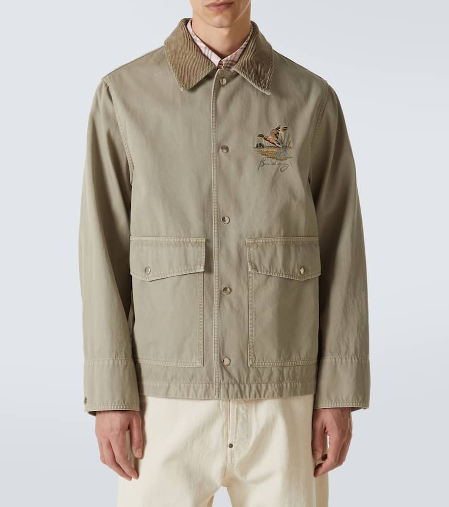 Embroidered cotton twill field jacket