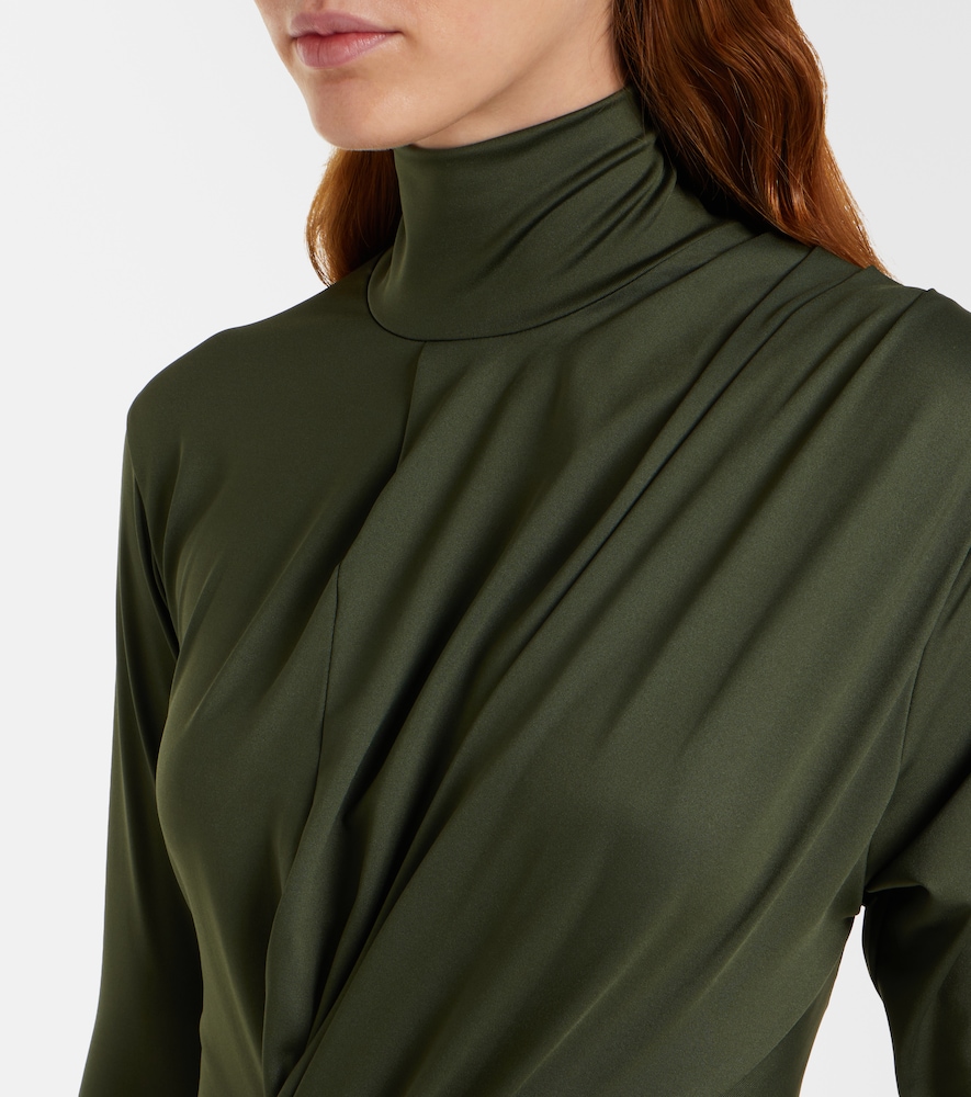 Gathered turtleneck midi dress