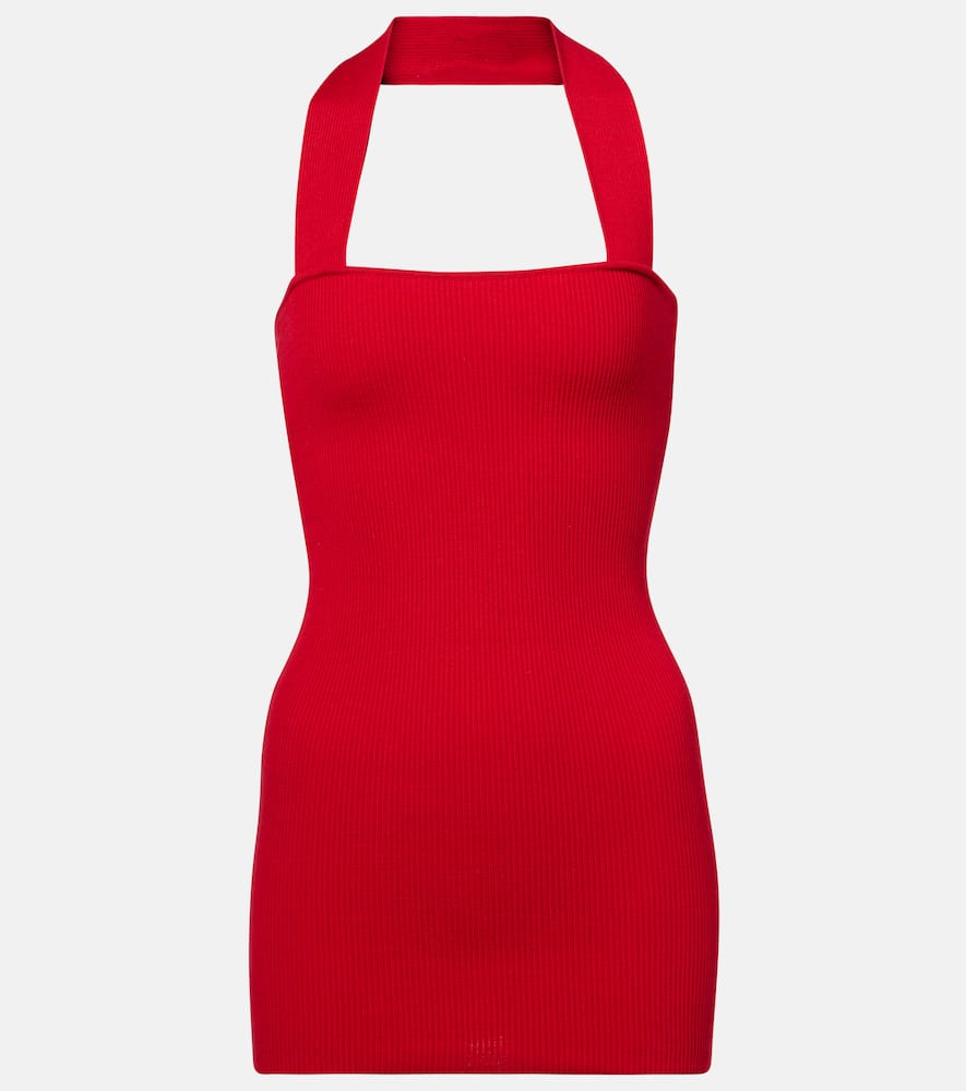 Ribbed-knit silk and cotton minidress