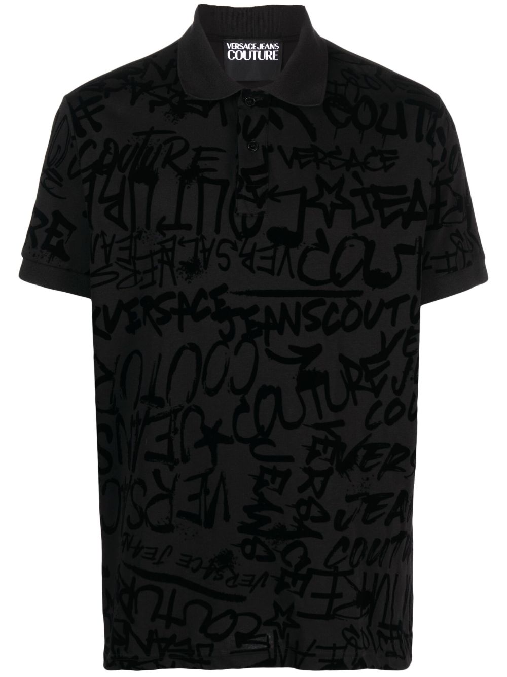 Graffiti-print polo shirt - Black
