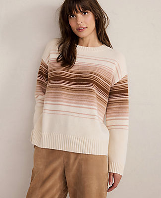 Ann Taylor Haven Well Within Cashmere Ombré Stripe Crewneck Sweater