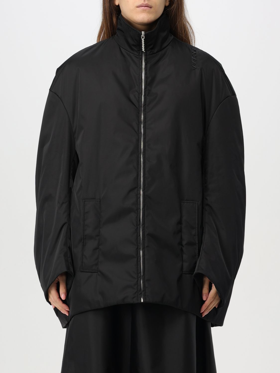 High-neck zip-up bomber jacket - Black