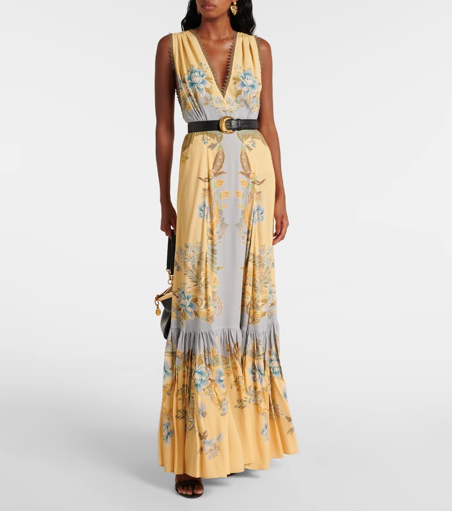 Floral crêpe de chine maxi dress