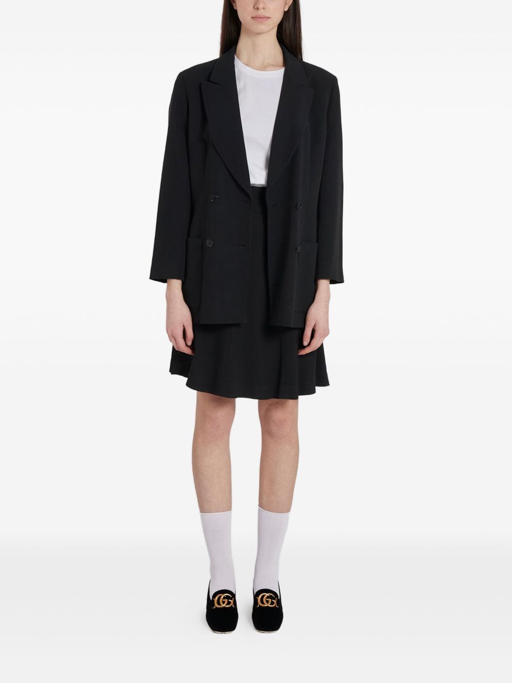 Double-breasted wool blazer - Black