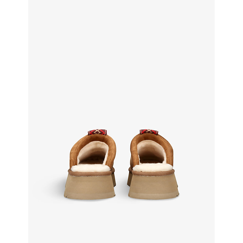 Womens Tan Tazzle Tassel-embellished Suede Flatform Slippers