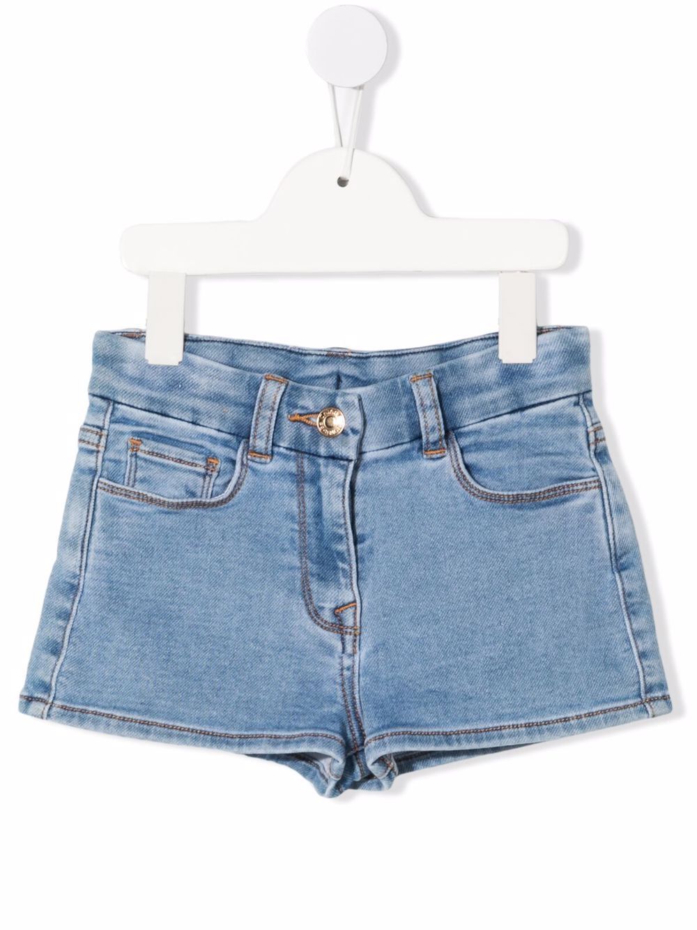 Crochet-patch denim shorts - Blue