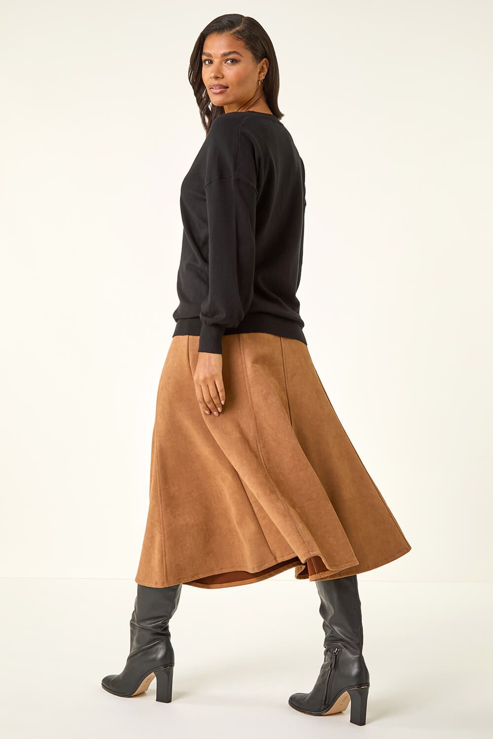 Plain V-Neck Stretch Jumper
