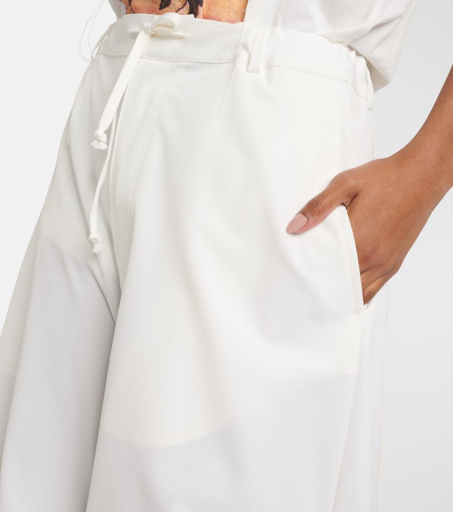 Mid-rise twill wide-leg pants