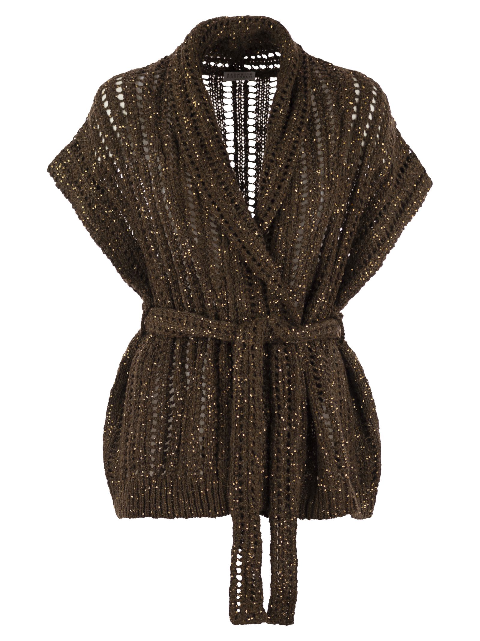 Dazzling Silk And Linen Perforated Rib Cardigan