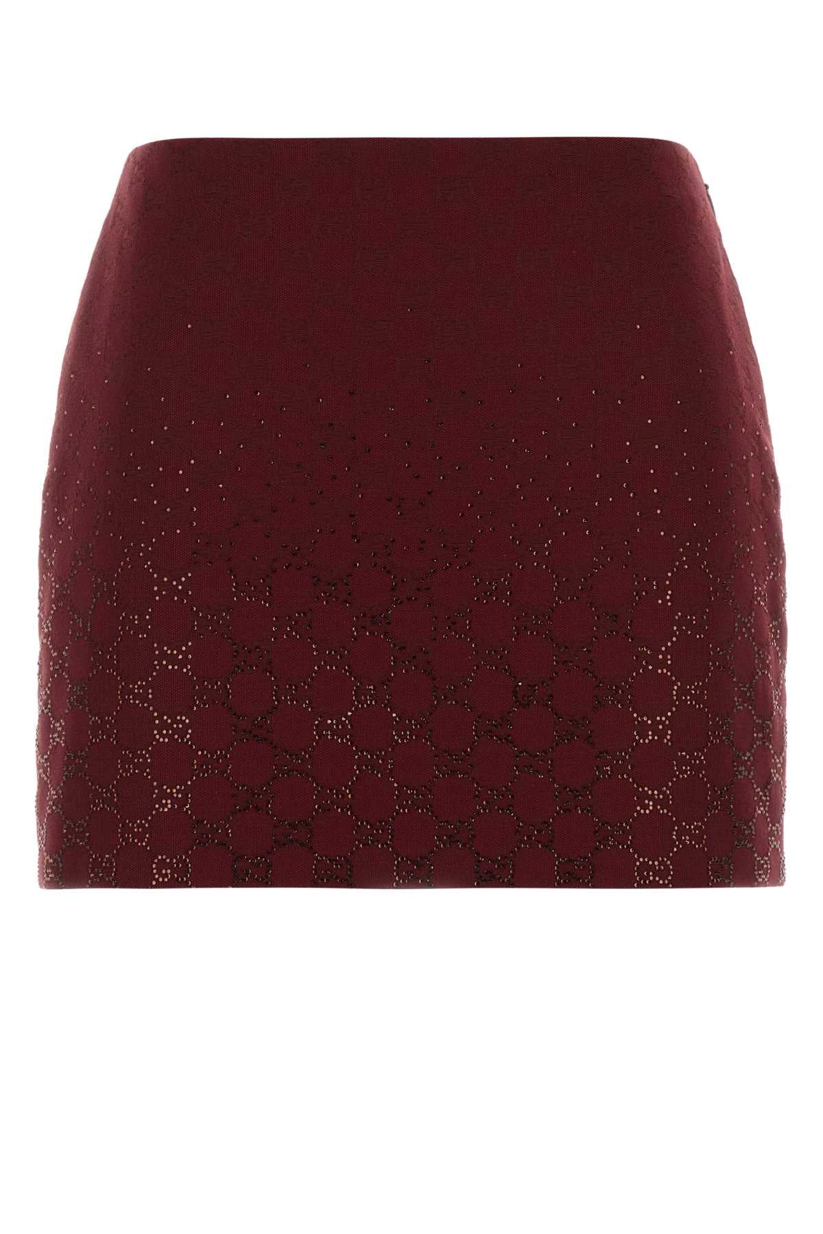 GG Monogram Embroidered Skirt — Red