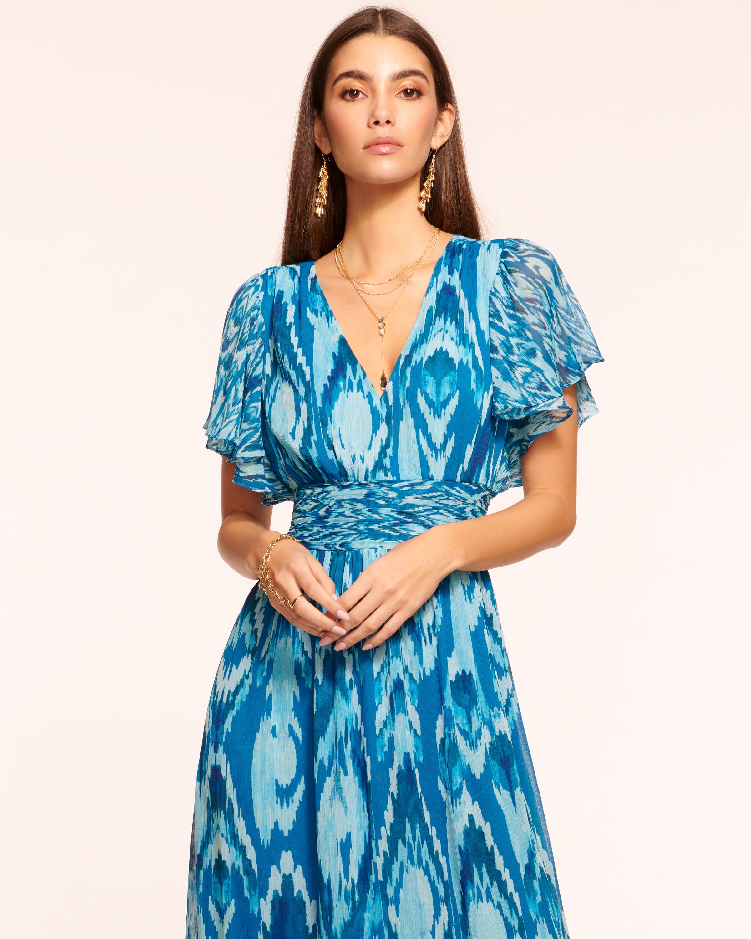 Joanie Short Sleeve Maxi Dress in Pink Petunia