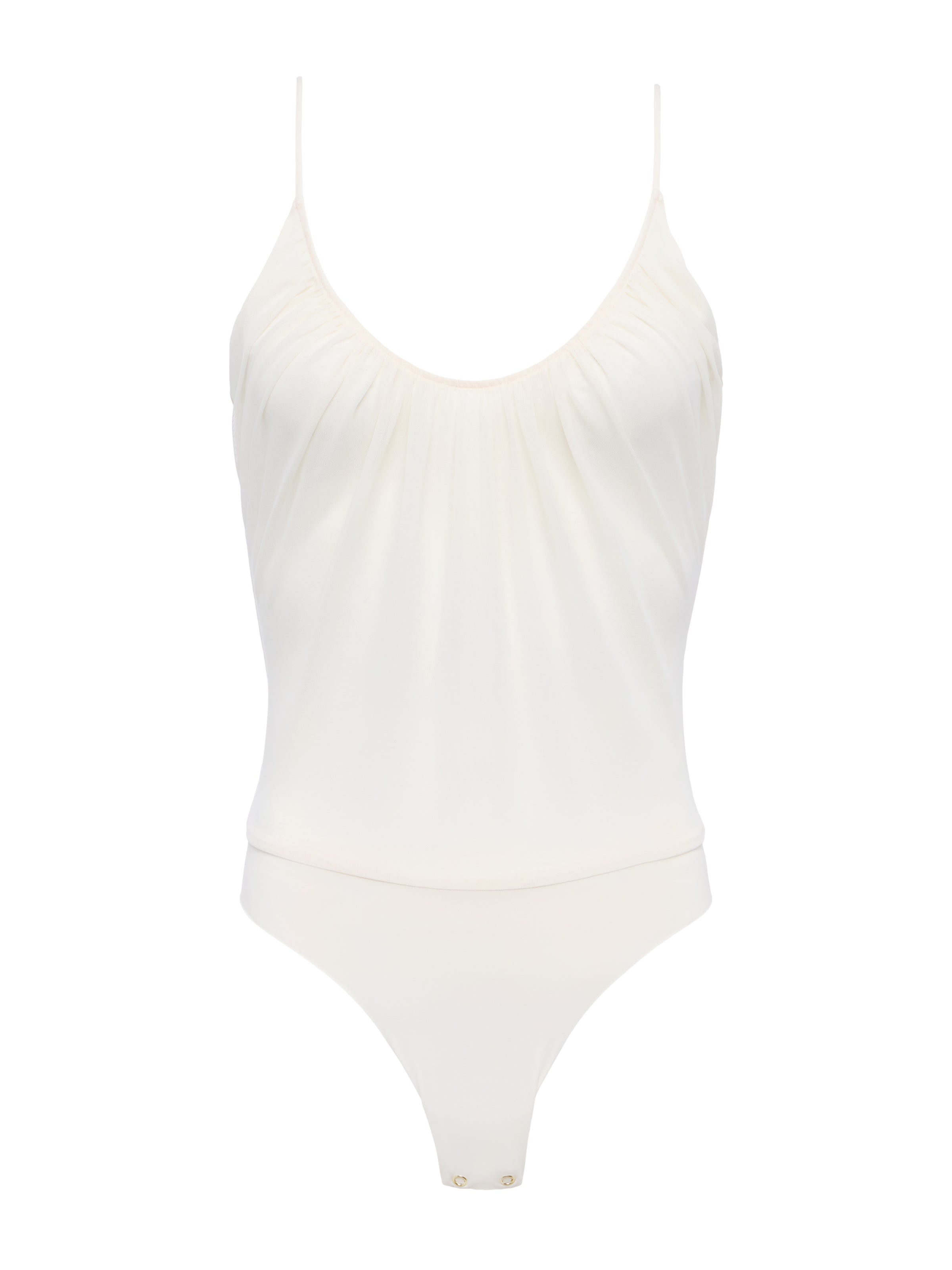 L'AGENCE Gelina Mesh Bodysuit In Vintage White