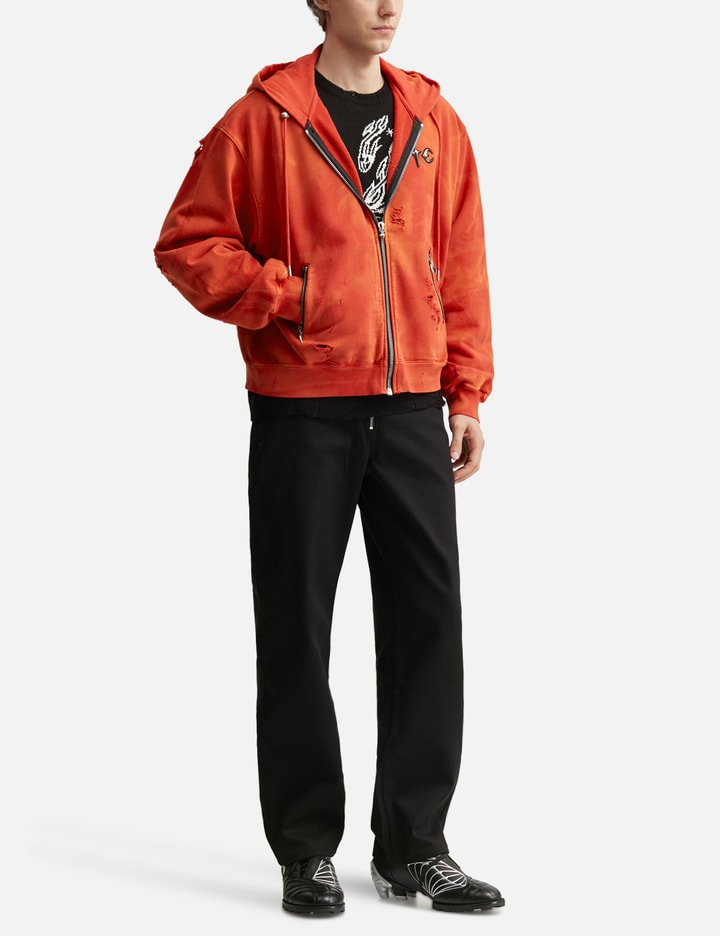 Two Tone Washed Zip-Up Hoodie