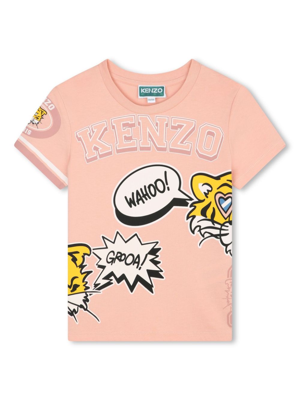 Tiger Head-motif cotton T-shirt - Pink