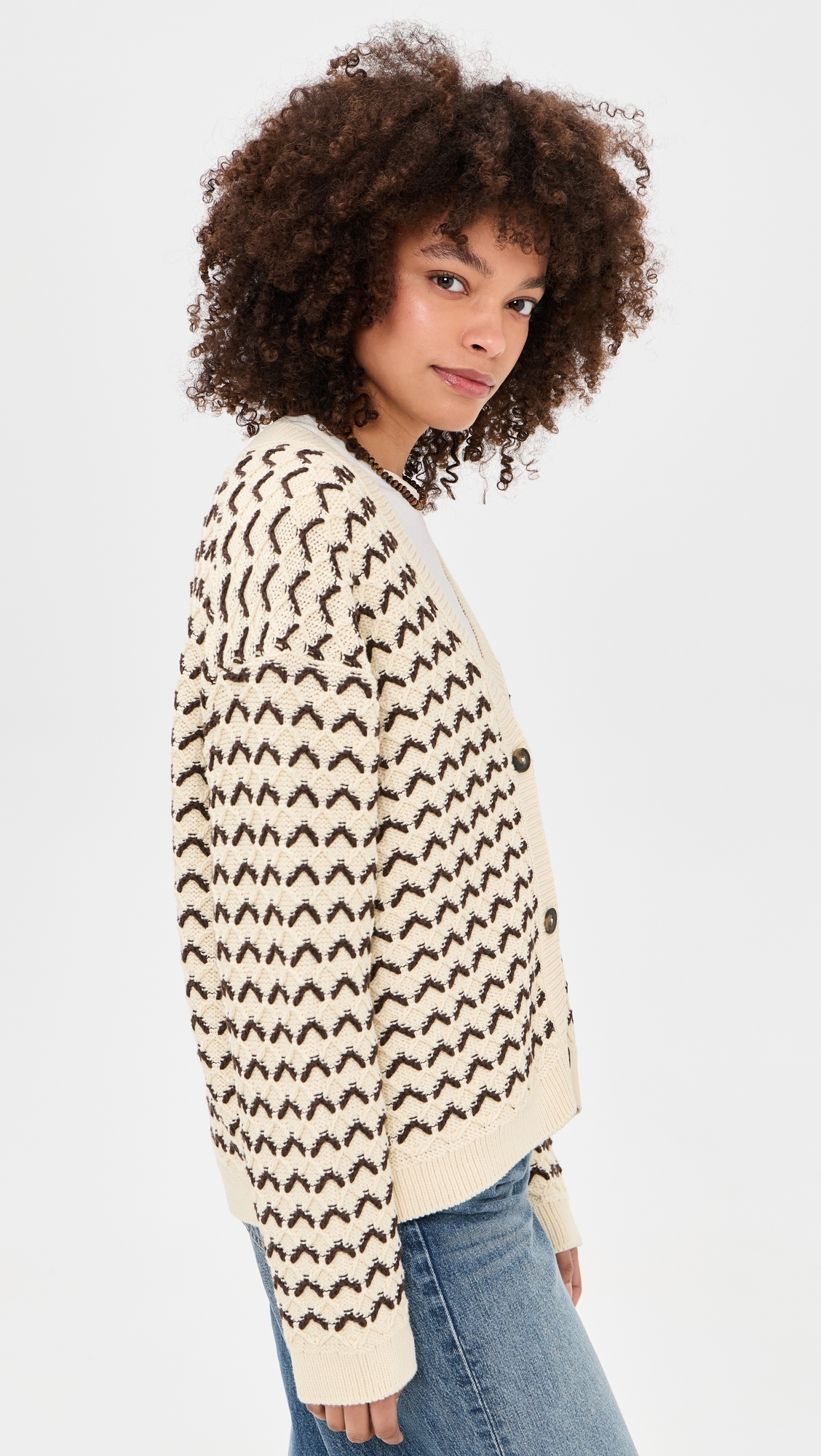 V Neck Cardigan Witherit Beige
