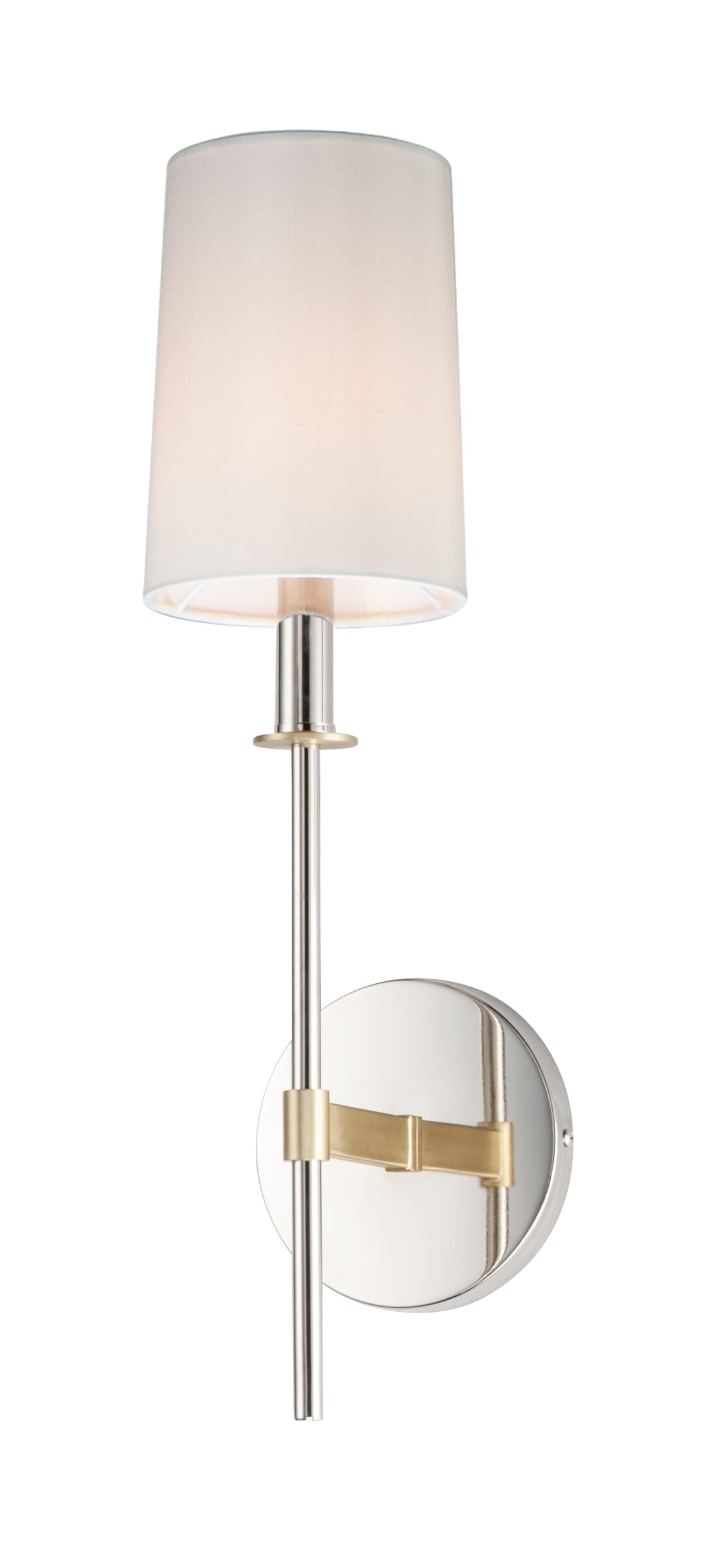 Maxim Uptown Wall Sconce in Satin Brass and Polished Nicke