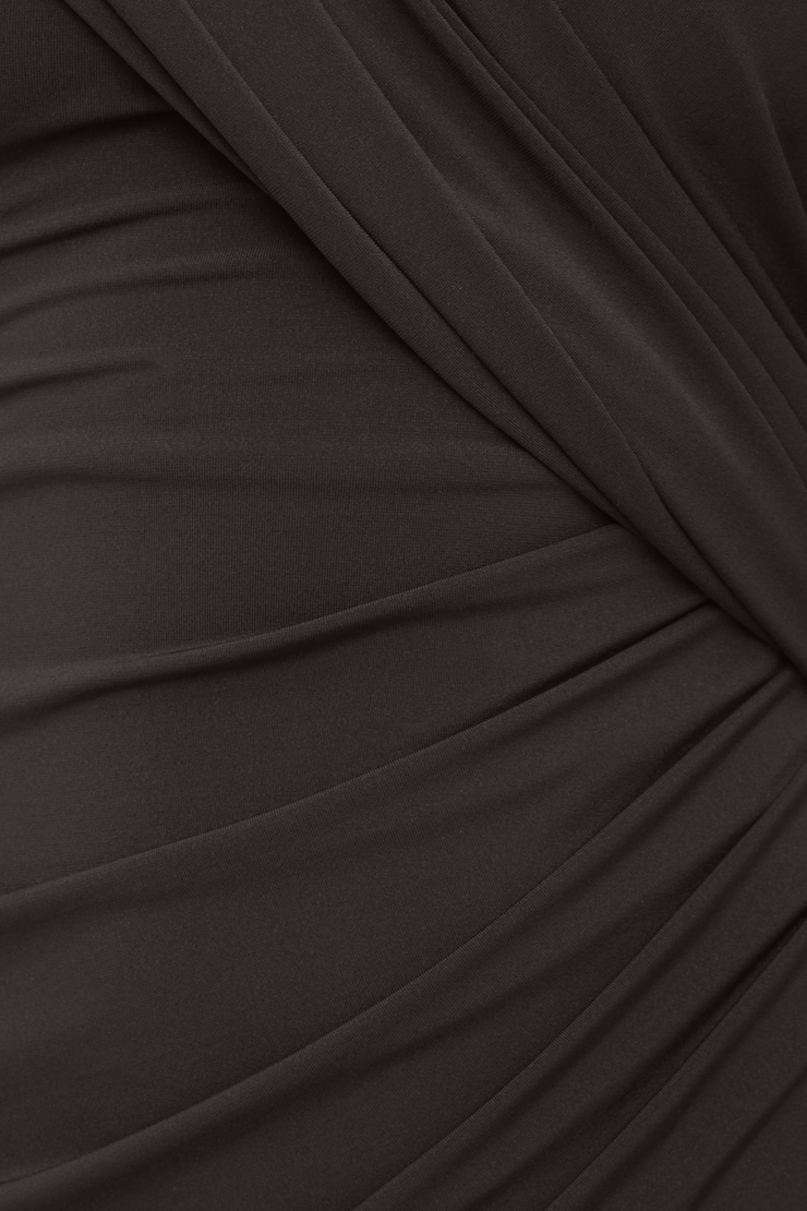 Sculpt Draped Mini Dress - Brown - Women Clothing