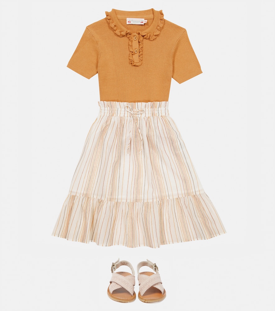 Bonpoint Aliette striped cotton-blend skirt