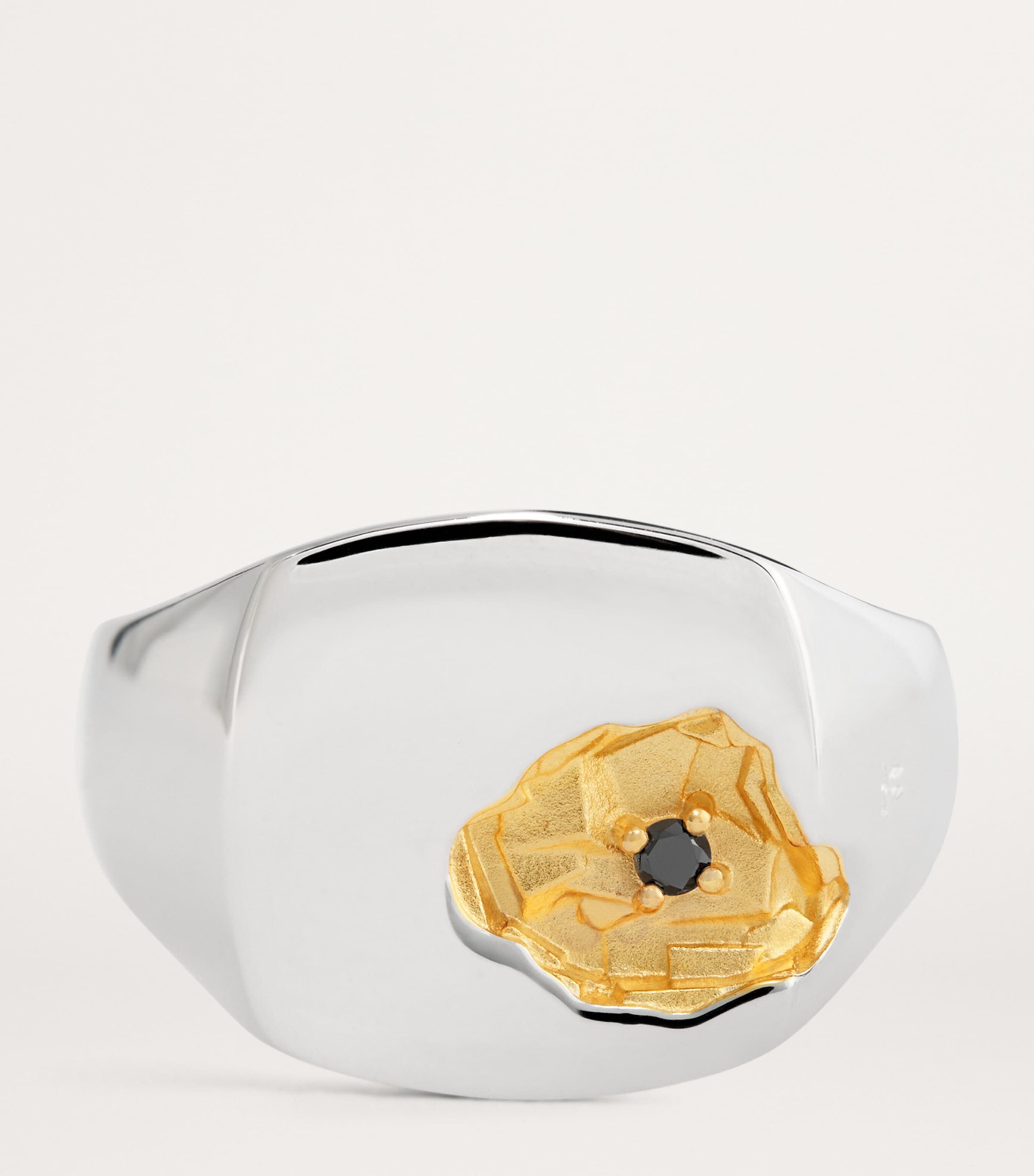 Sterling Silver and Black Diamond Signet Ring