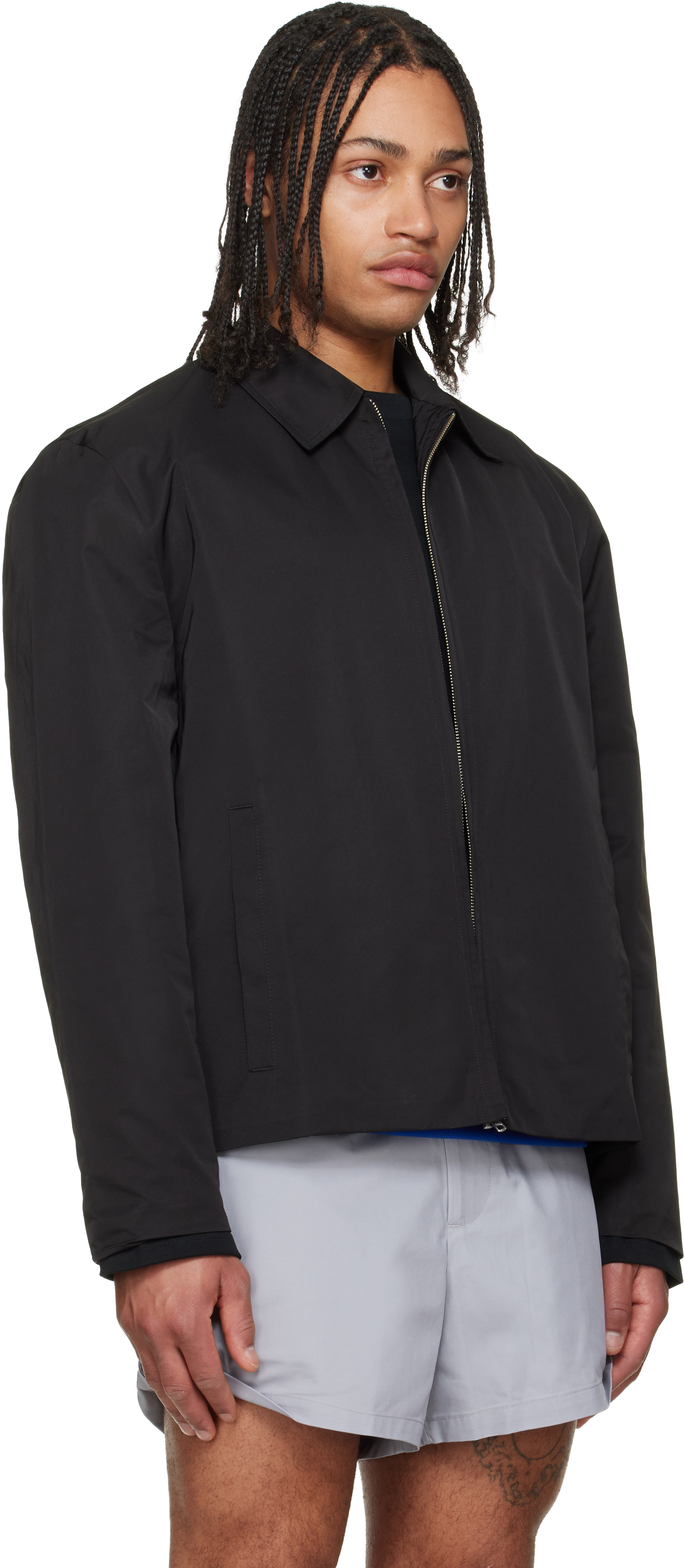 Black Straight Zip-Up Jacket