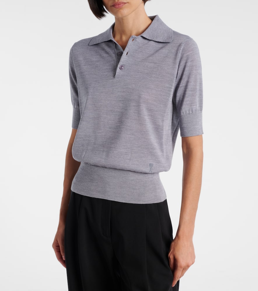 Wool and silk polo shirt