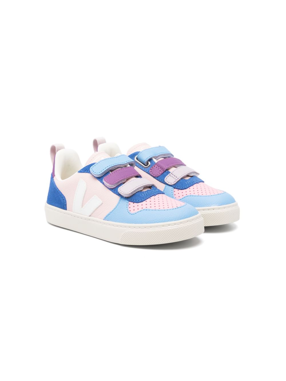 Logo appliqué touch-strap sneakers - Blue