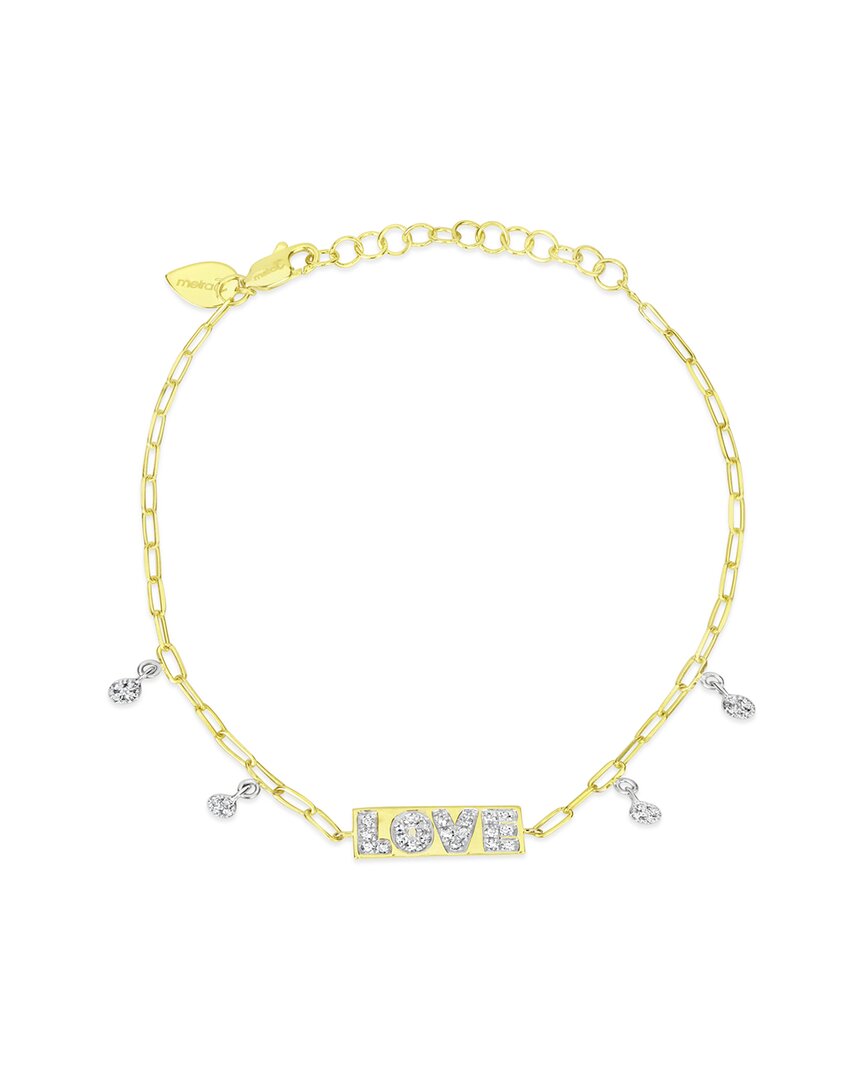 14K Two-Tone 0.15 Ct. Tw. Diamond Love Paperclip Bracelet
