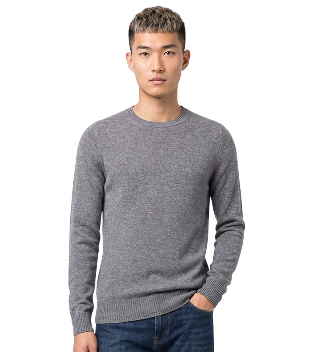 Grey Knitted Crew Neck Sweater