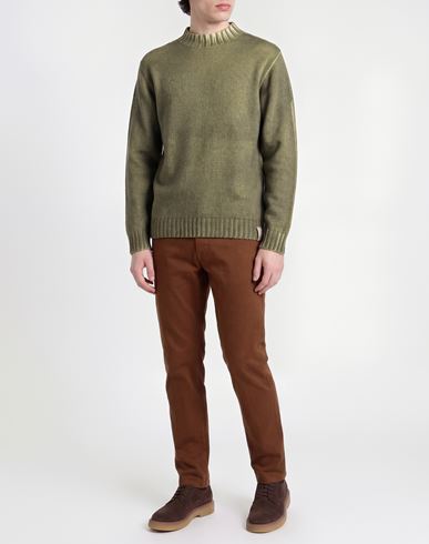Man Sweater Military green Size L Wool