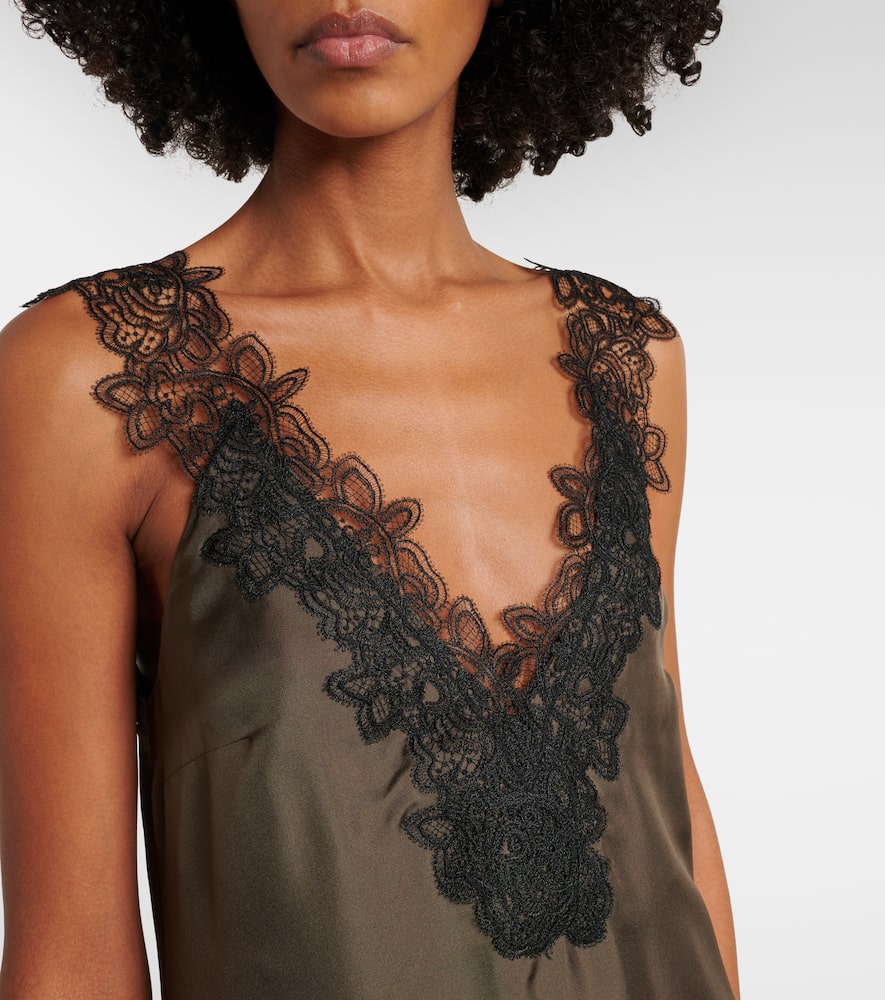 Róhe Lace-trimmed silk midi dress