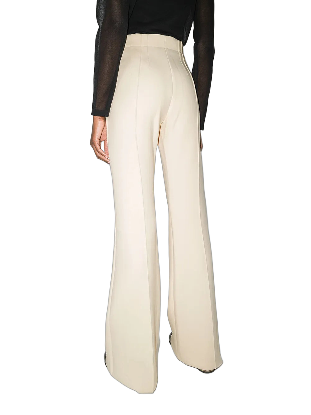 High-Waist Flared Trousers — Beige