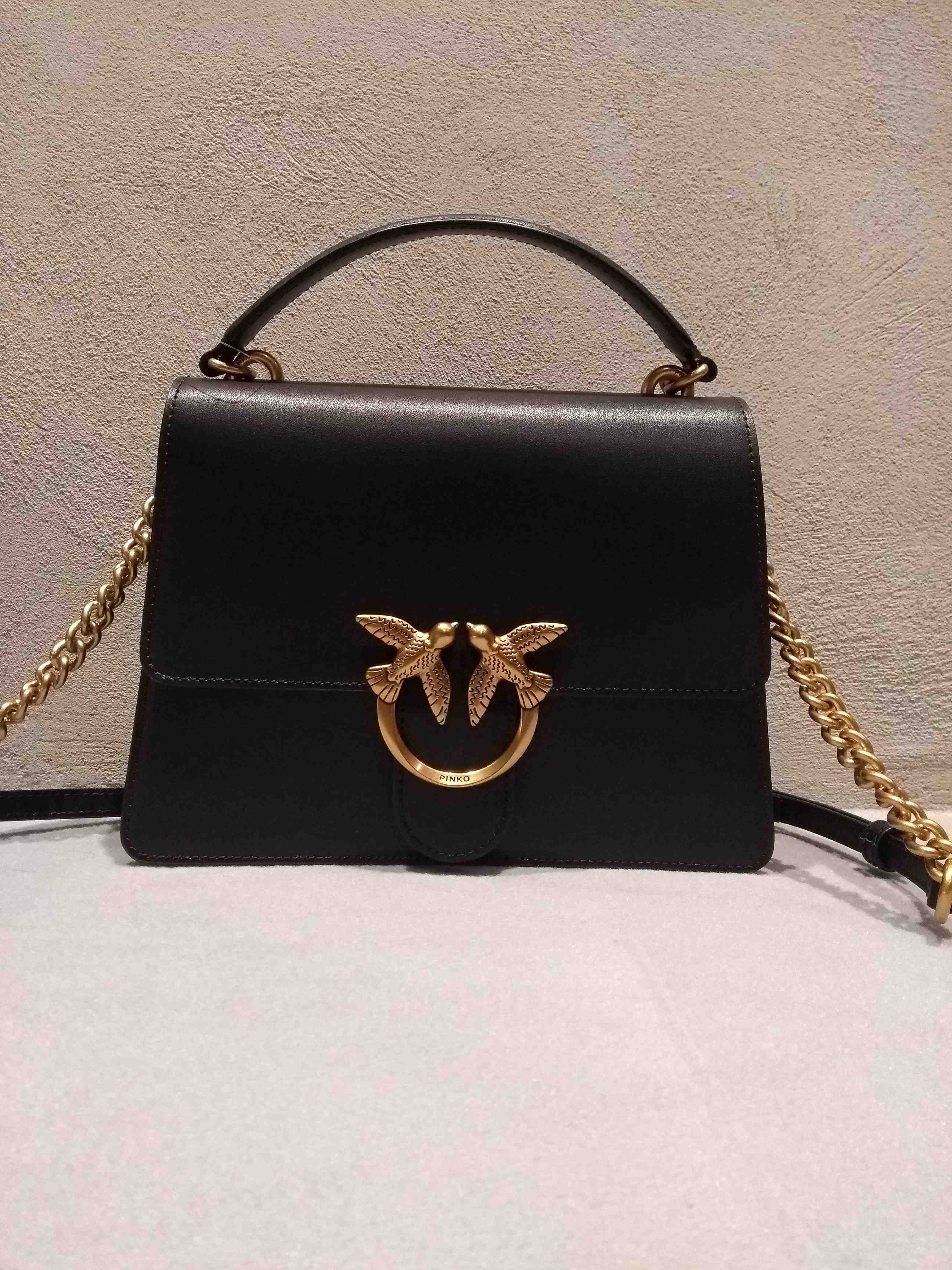Love One Top Handle Classic Black Calf Leather Bag - Women