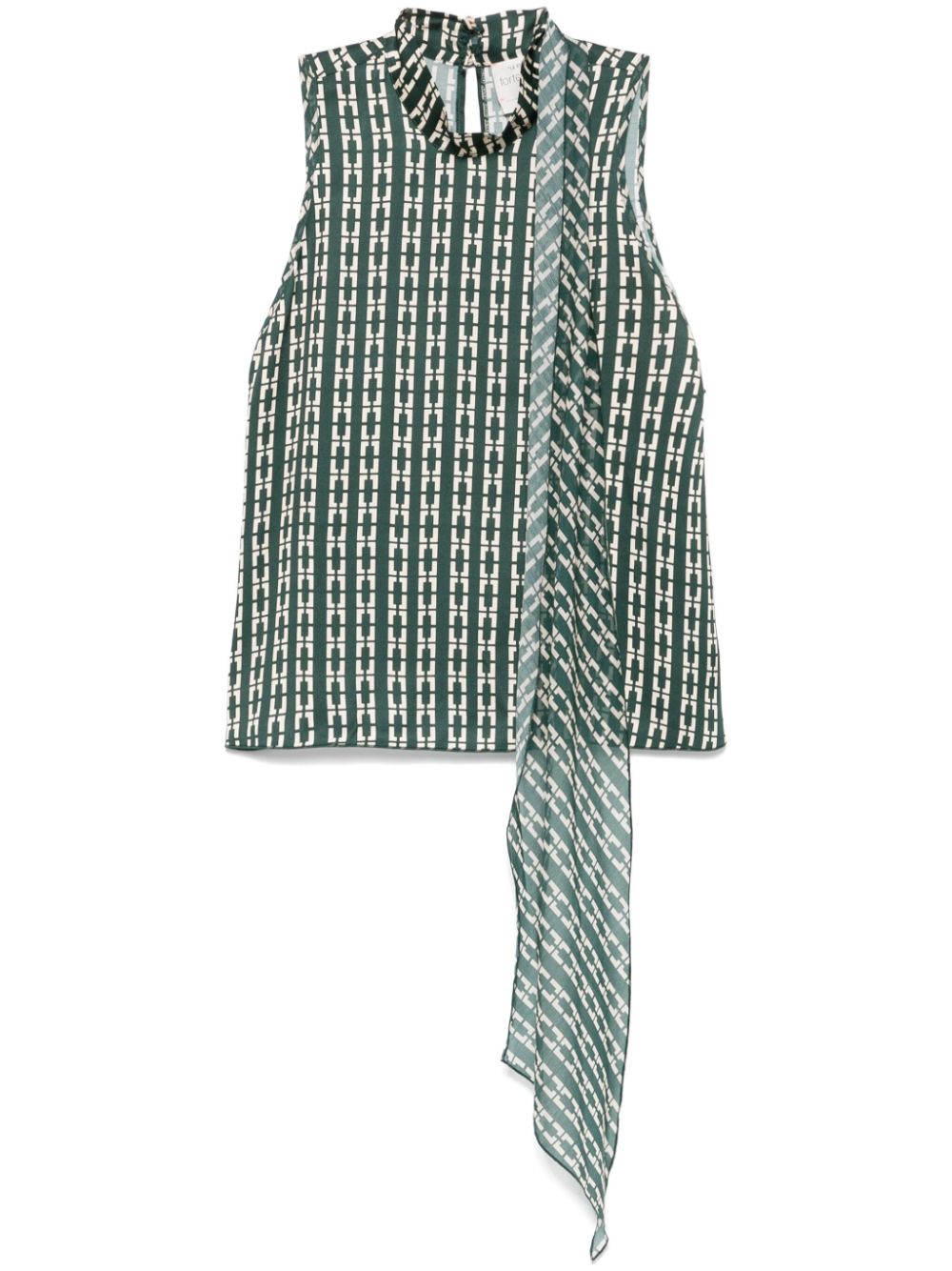 Geometric-print top - Green