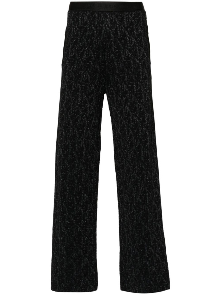 Knitted flared trousers - Black
