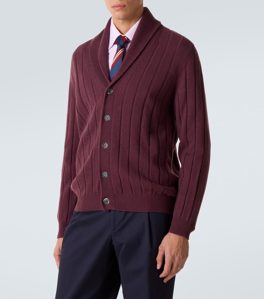 Rib-knitted cashmere cardigan