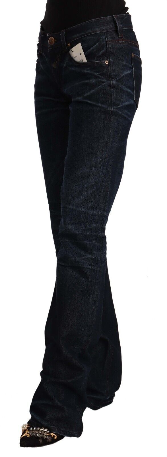 Mid-Waist Straight-Cut Denim Jeans — Navy
