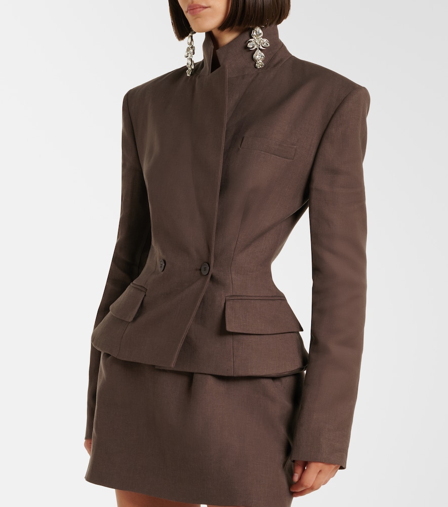 Peplum linen blazer