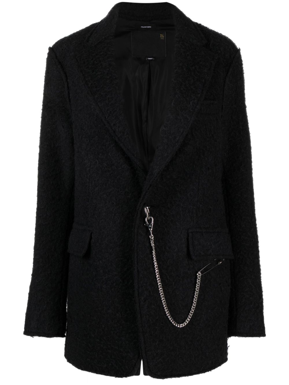 Chain-link textured single-breasted blazer - Black