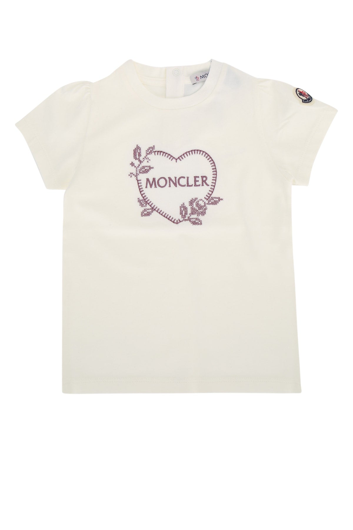 Logo-Embroidered Heart T-Shirt — Cream