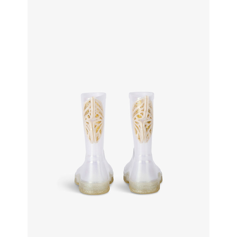 Girls Grey/light Kids' Butterfly-embellished Pvc Wellington Boots