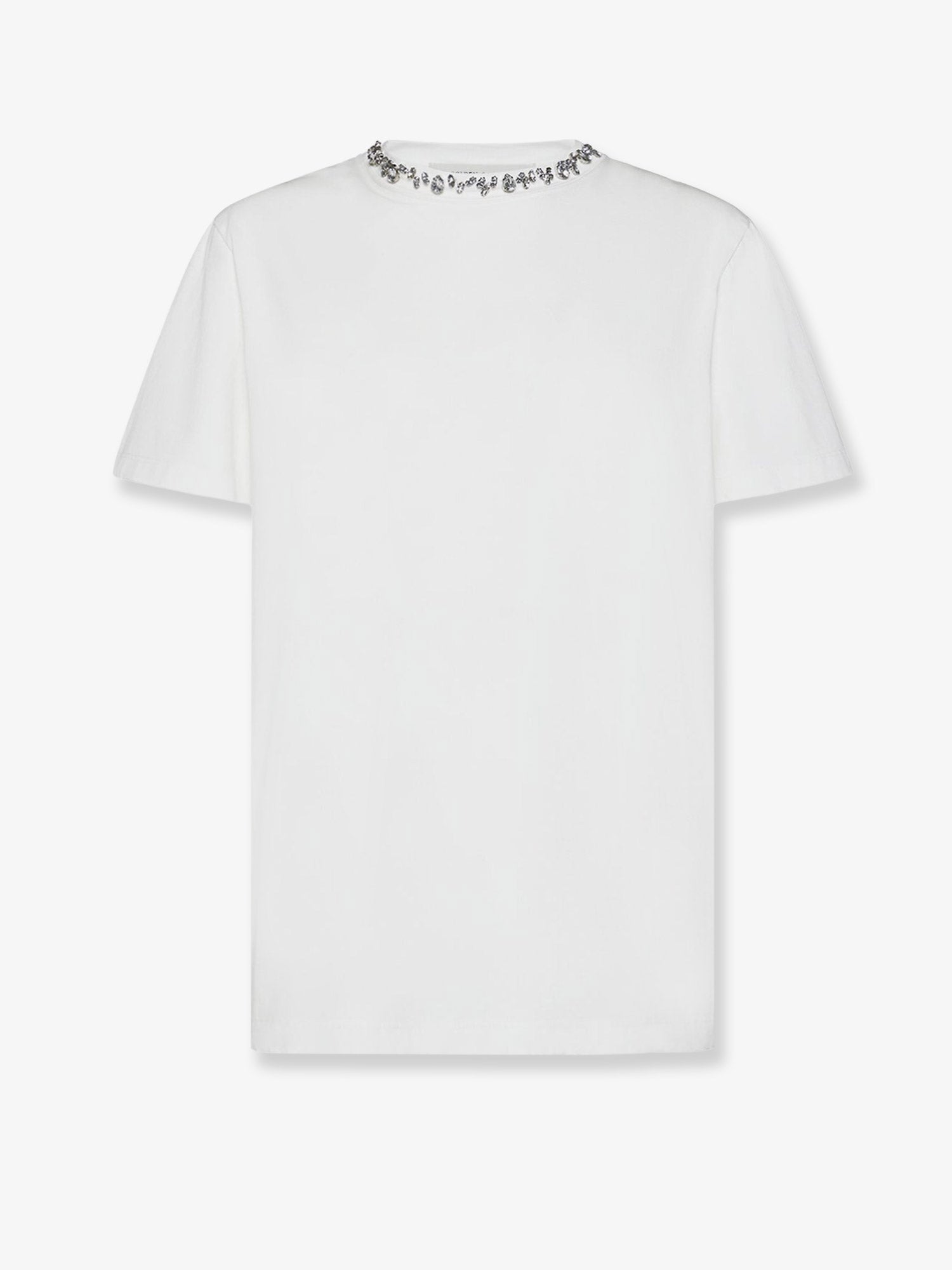 Rhinestone-Embellished Cotton T-Shirt — White