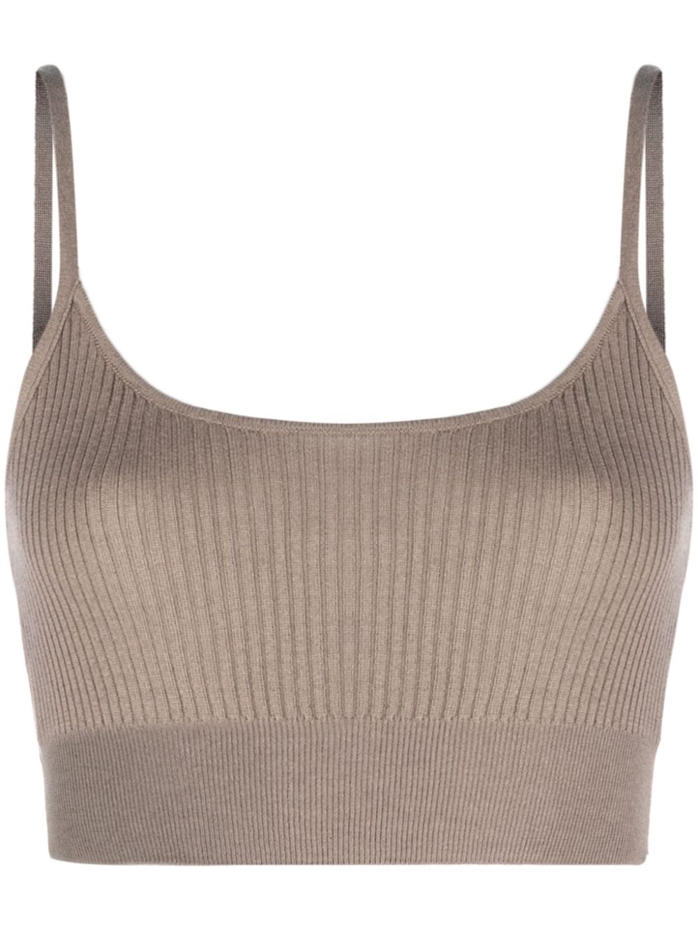 Carmen ribbed-knit crop top - Brown