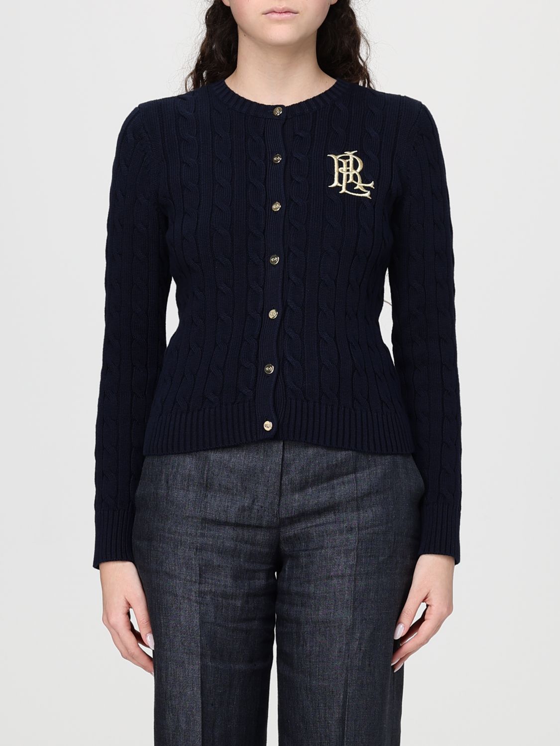 Logo-embroidered cardigan - Black