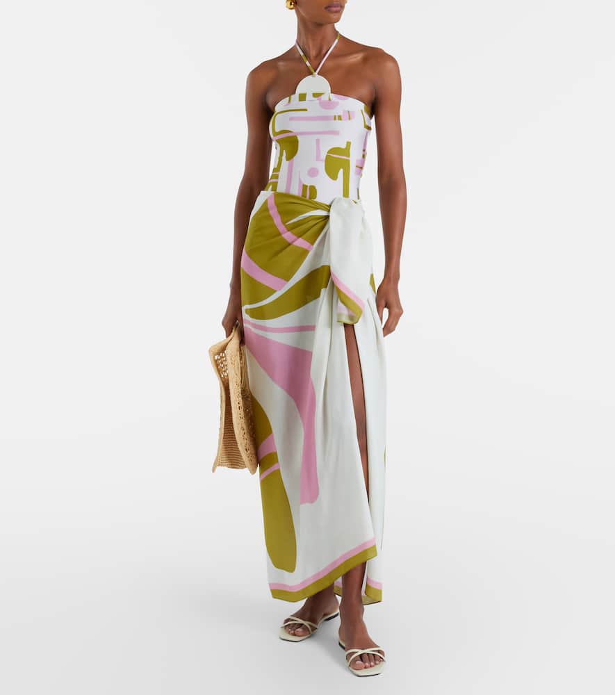 Balearic printed beach cover-up
